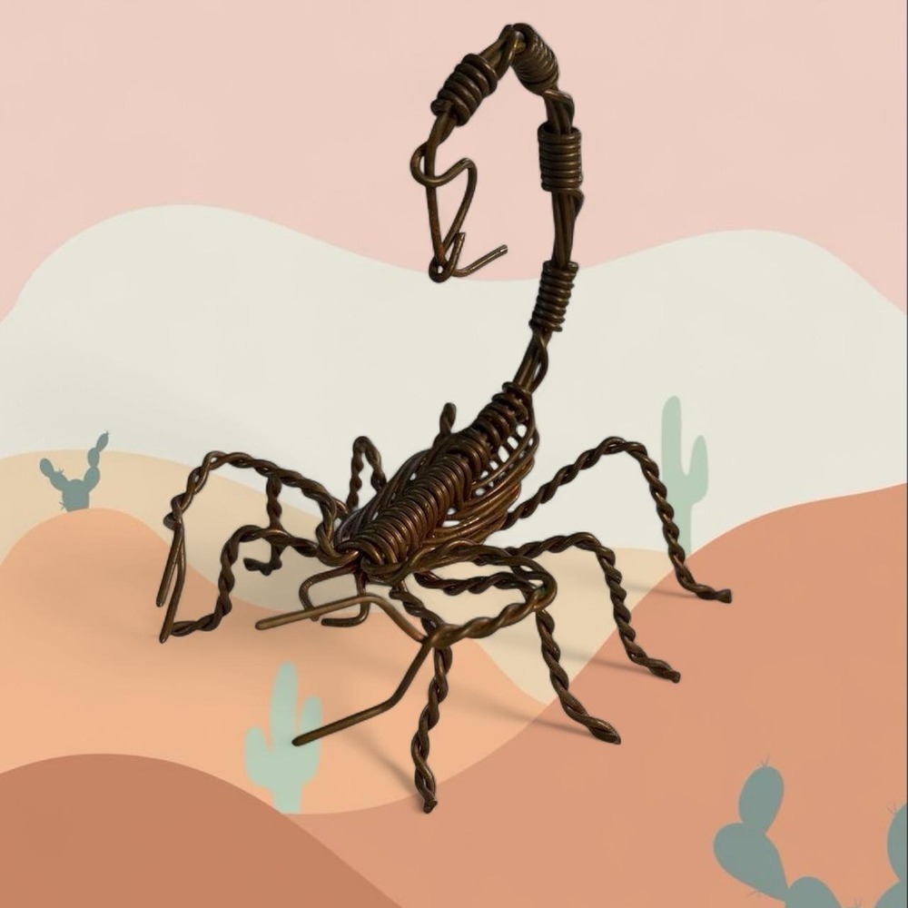 Handmade 4" tall Wire scorpion sculpture